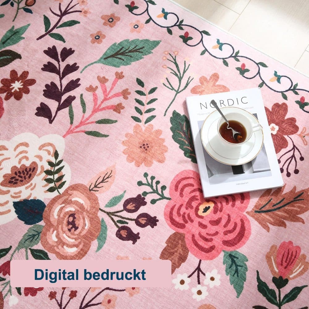 Non-Slip Bohemian Floral Doormat Absorbent Dirt-Resistant Machine Washable for Bathroom Hallway and Kitchen