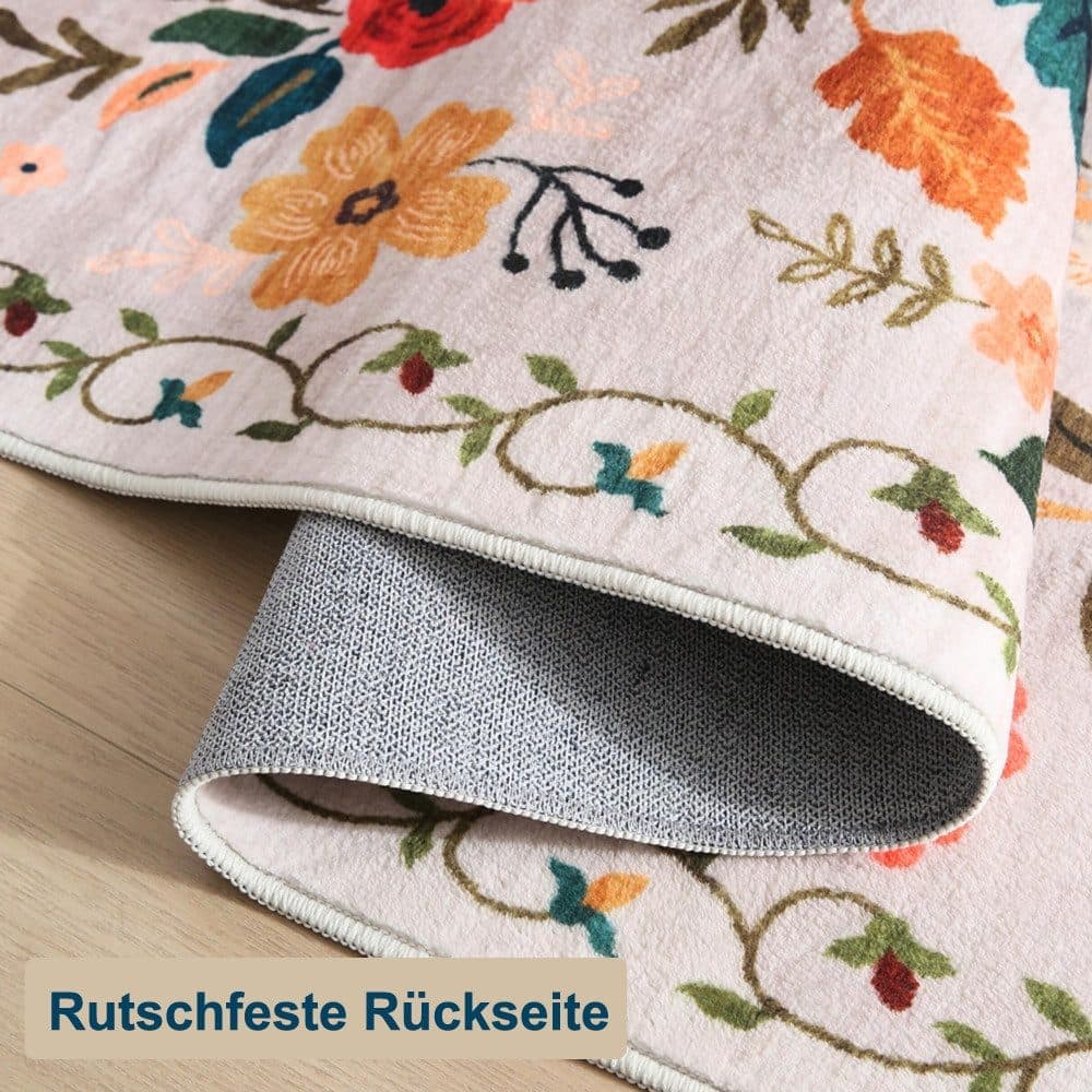 Bohemian Floral Doormat Non-slip Absorbent Dirt-Resistant Machine Washable for Bathroom Hallway and Kitchen