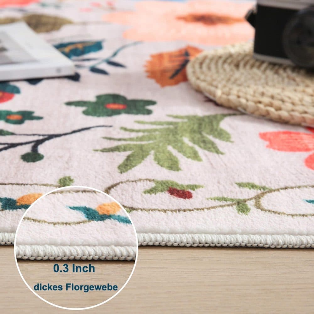 Bohemian Floral Doormat Non-slip Absorbent Dirt-Resistant Machine Washable for Bathroom Hallway and Kitchen
