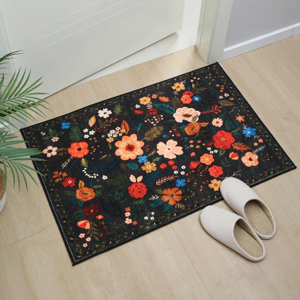 Bohemian Floral Doormat Non-slip Absorbent Dirt-Resistant Machine Washable for Bathroom Hallway and Kitchen
