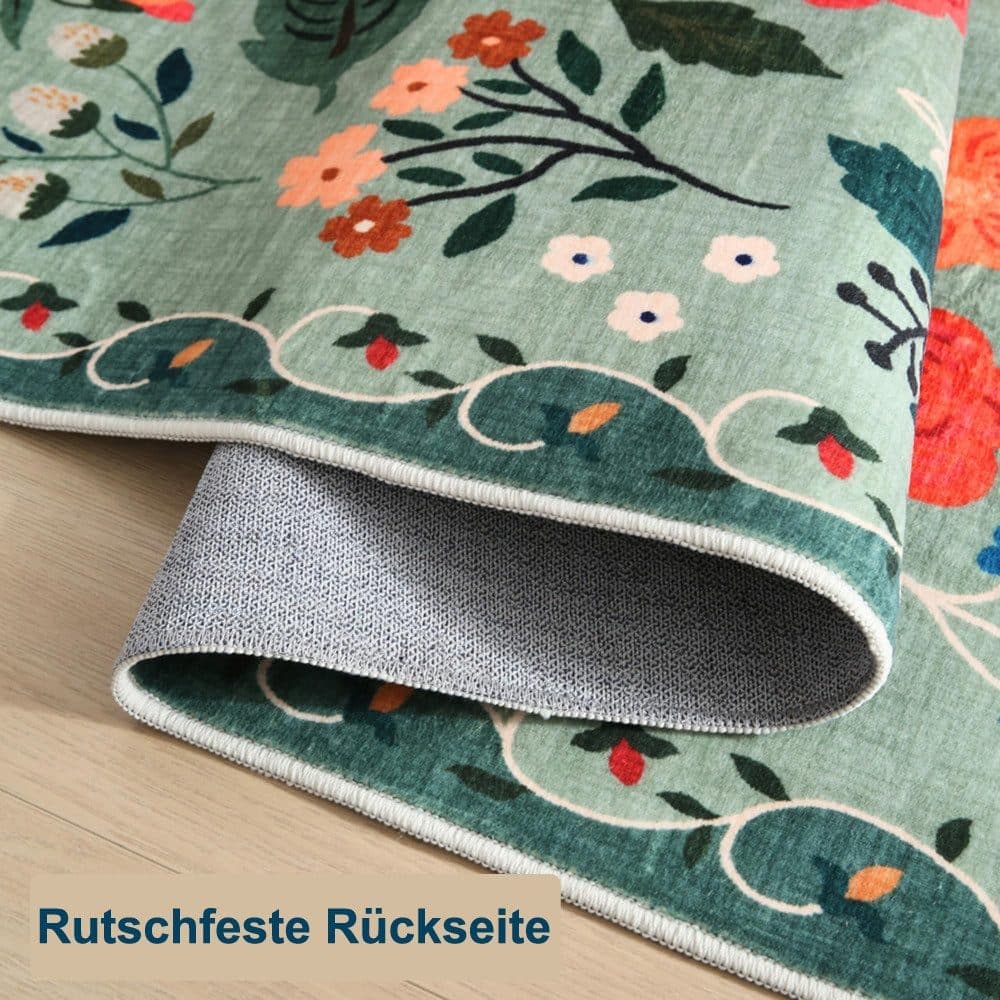 Bohemian Floral Doormat Non-slip Absorbent Dirt-Resistant Machine Washable for Bathroom Hallway and Kitchen