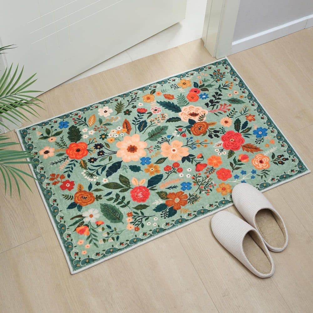 Bohemian Floral Doormat Non-slip Absorbent Dirt-Resistant Machine Washable for Bathroom Hallway and Kitchen