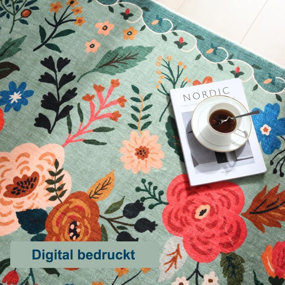 Bohemian Floral Doormat Non-slip Absorbent Dirt-Resistant Machine Washable for Bathroom Hallway and Kitchen
