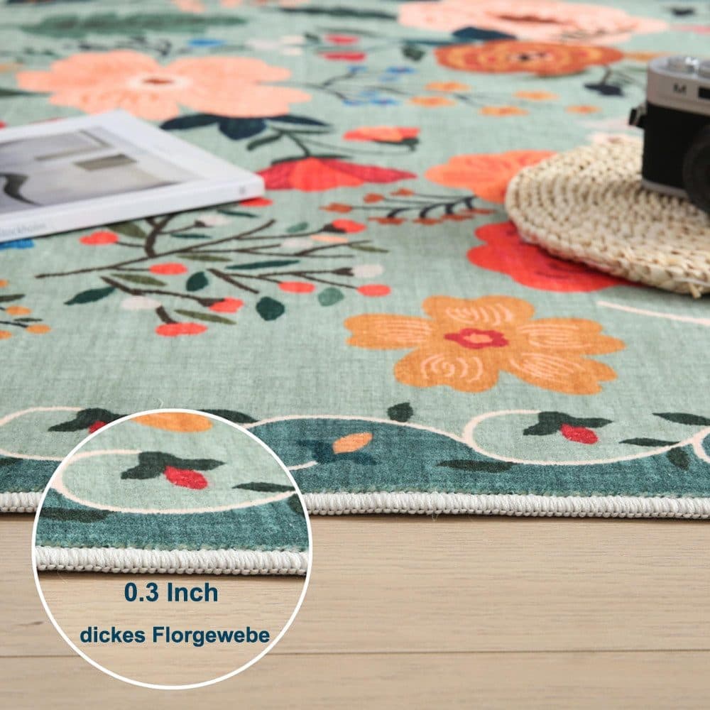 Bohemian Floral Doormat Non-slip Absorbent Dirt-Resistant Machine Washable for Bathroom Hallway and Kitchen