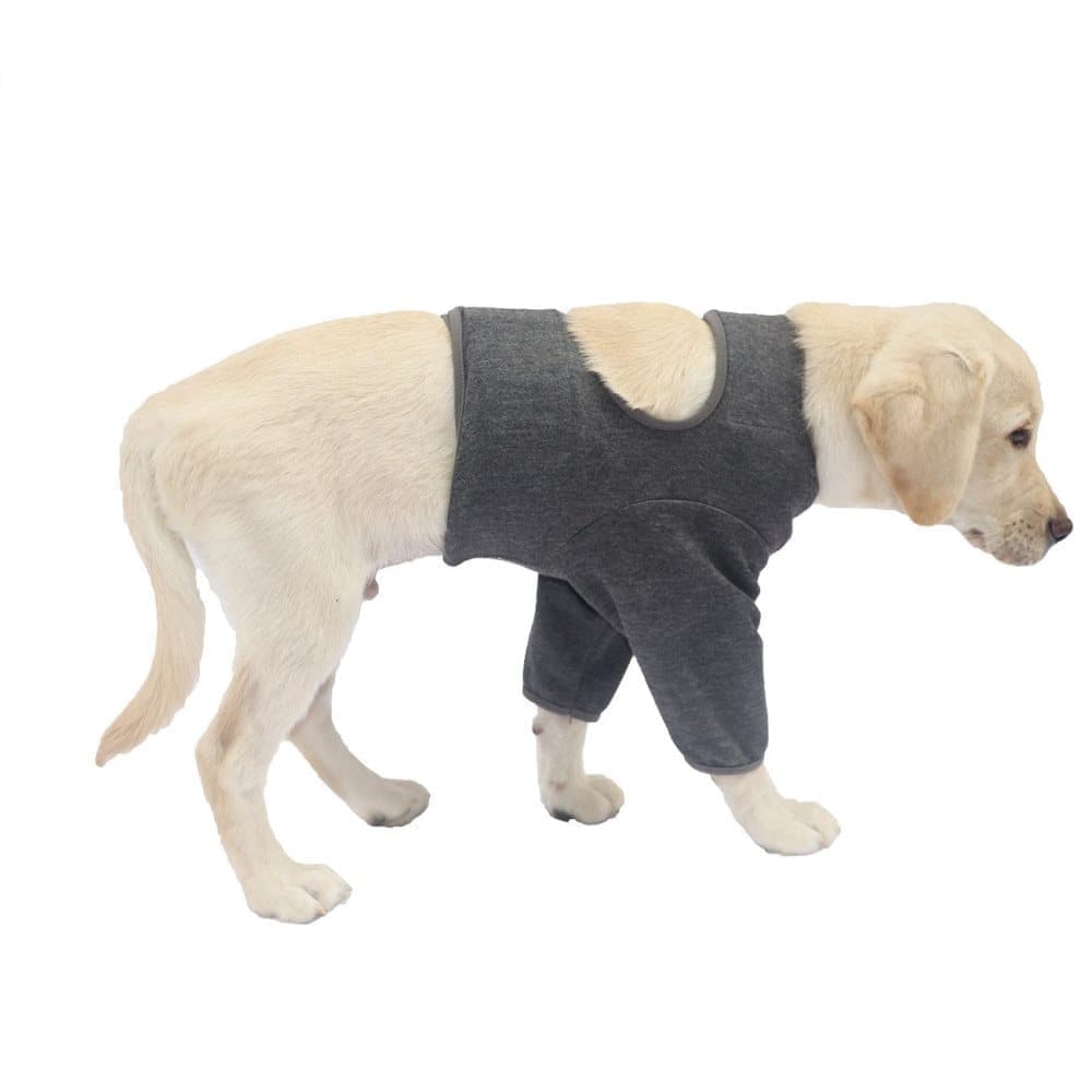 Elastic Dog Elbow Protector for Post-Surgery, Breathable Foreleg Protection Against Licking and Biting, Dark Gray, L