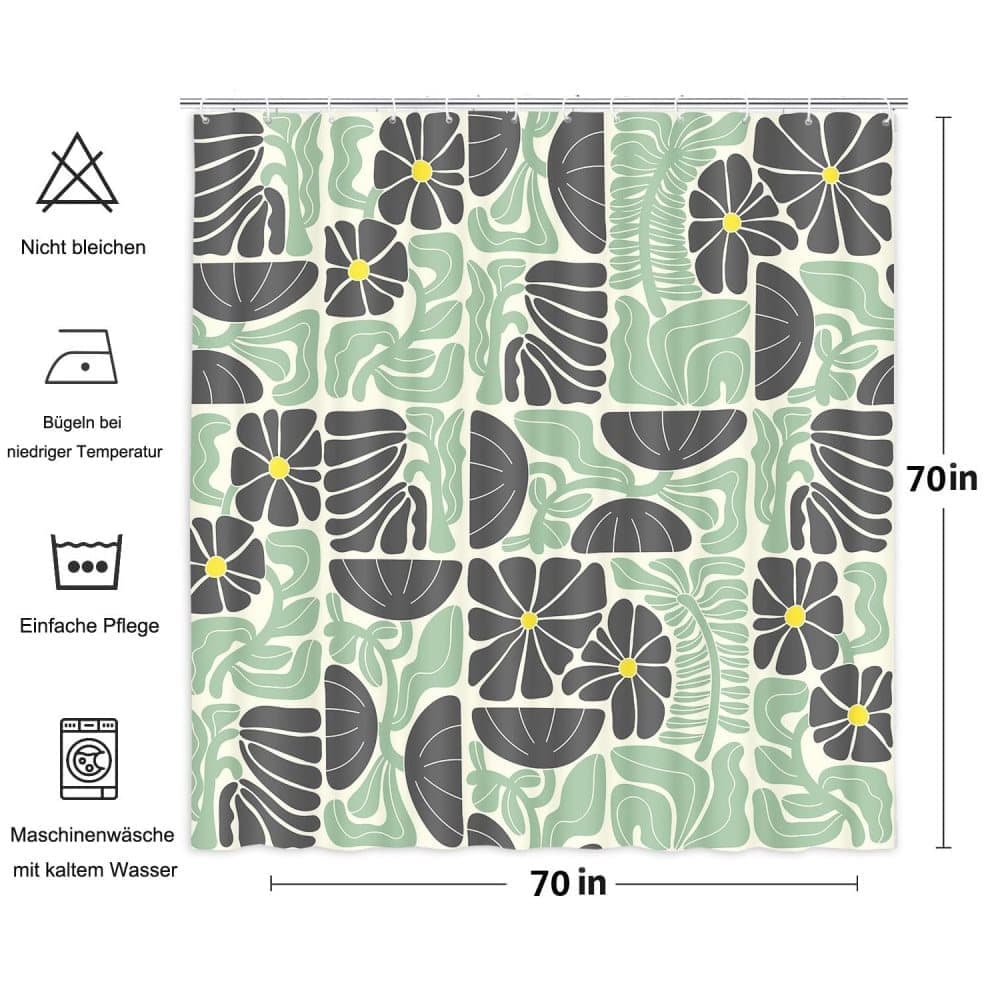 Bohemian Shower Curtain with 12 Hooks