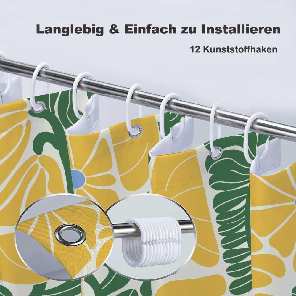 Bohemian Shower Curtain with 12 Hooks