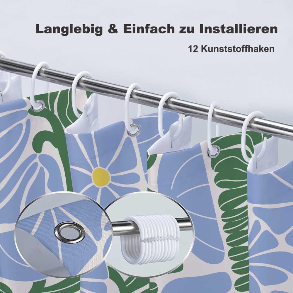 Bohemian Shower Curtain with 12 Hooks
