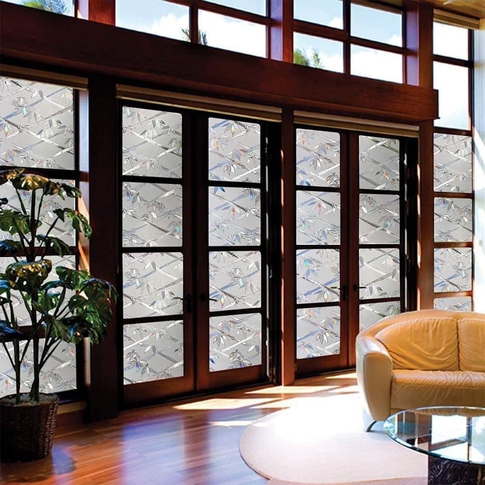 Stained Glass Effect 3D Plant Motif Window Film