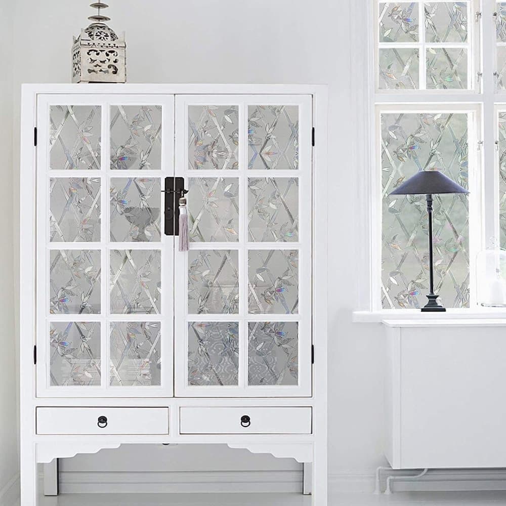 Stained Glass Effect 3D Plant Motif Window Film