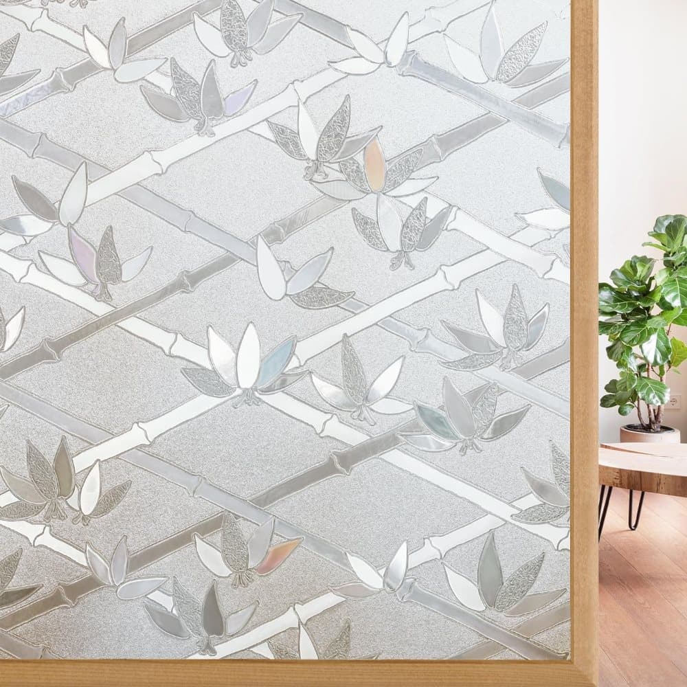 Stained Glass Effect 3D Plant Motif Window Film