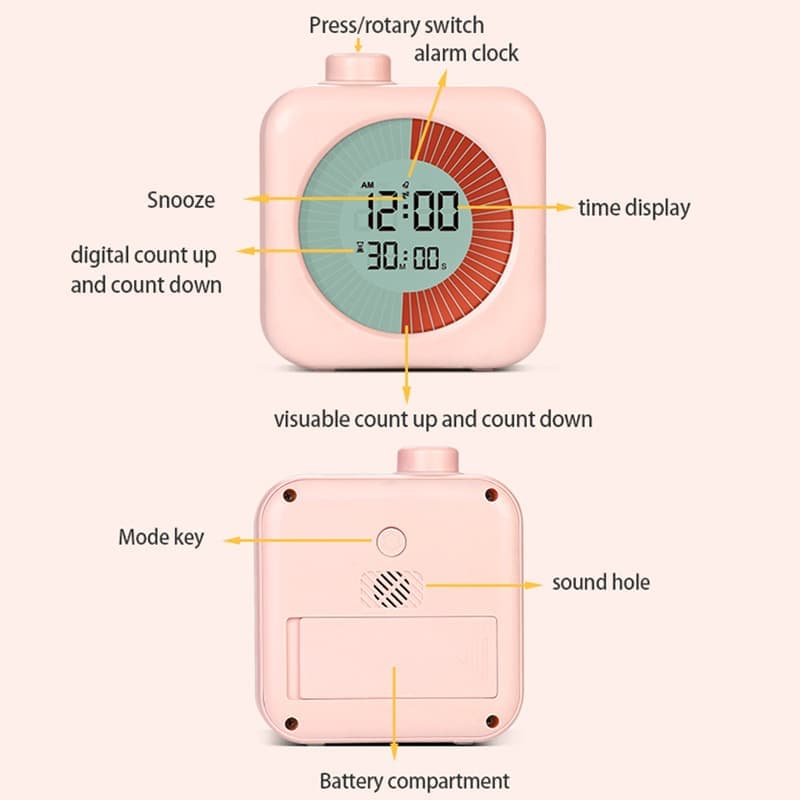 Digital Visual Timer 3-in-1 Clock Alarm Countdown for Kids and Home