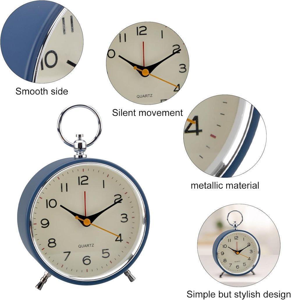 Silent Analog Alarm Clock with Snooze Button