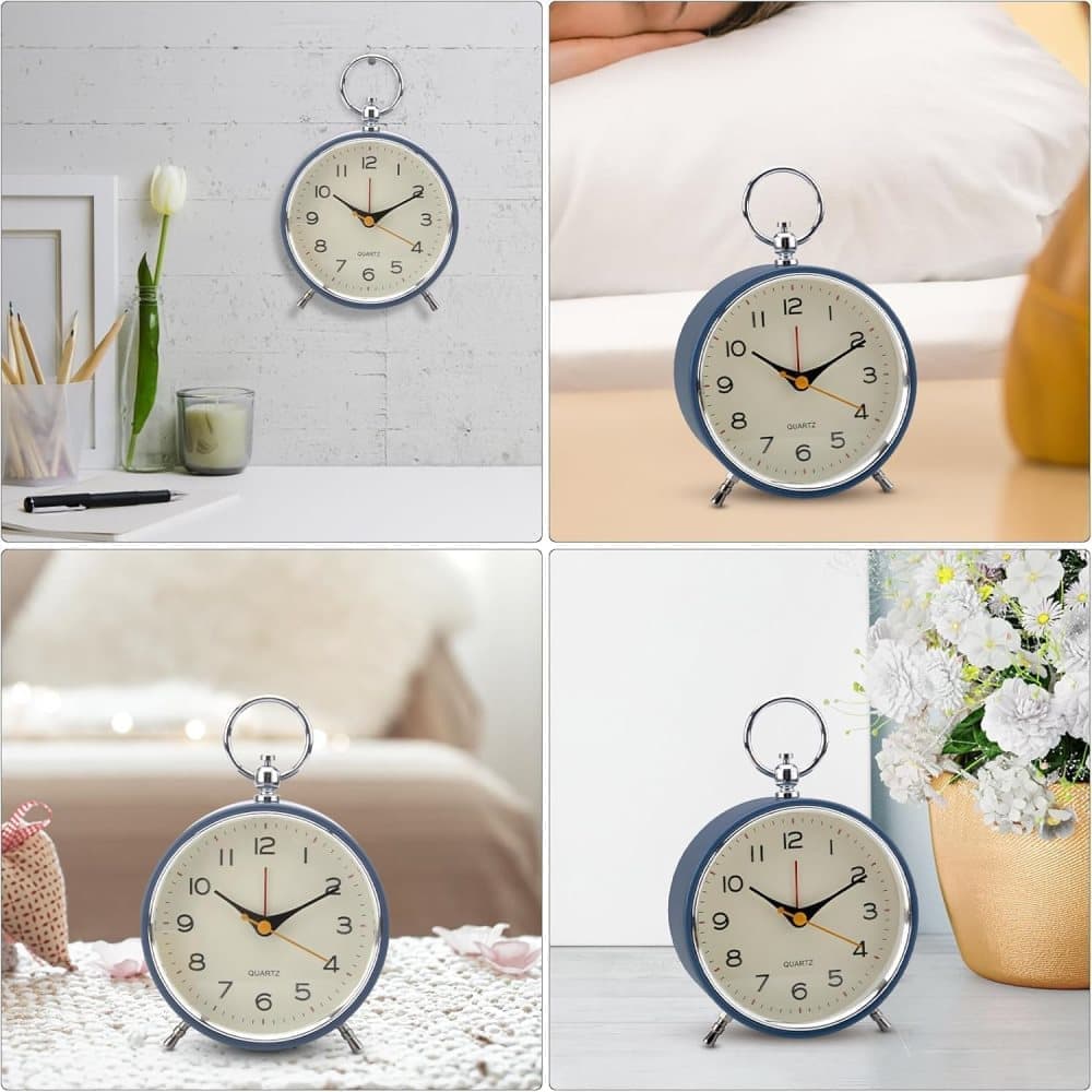 Silent Analog Alarm Clock with Snooze Button