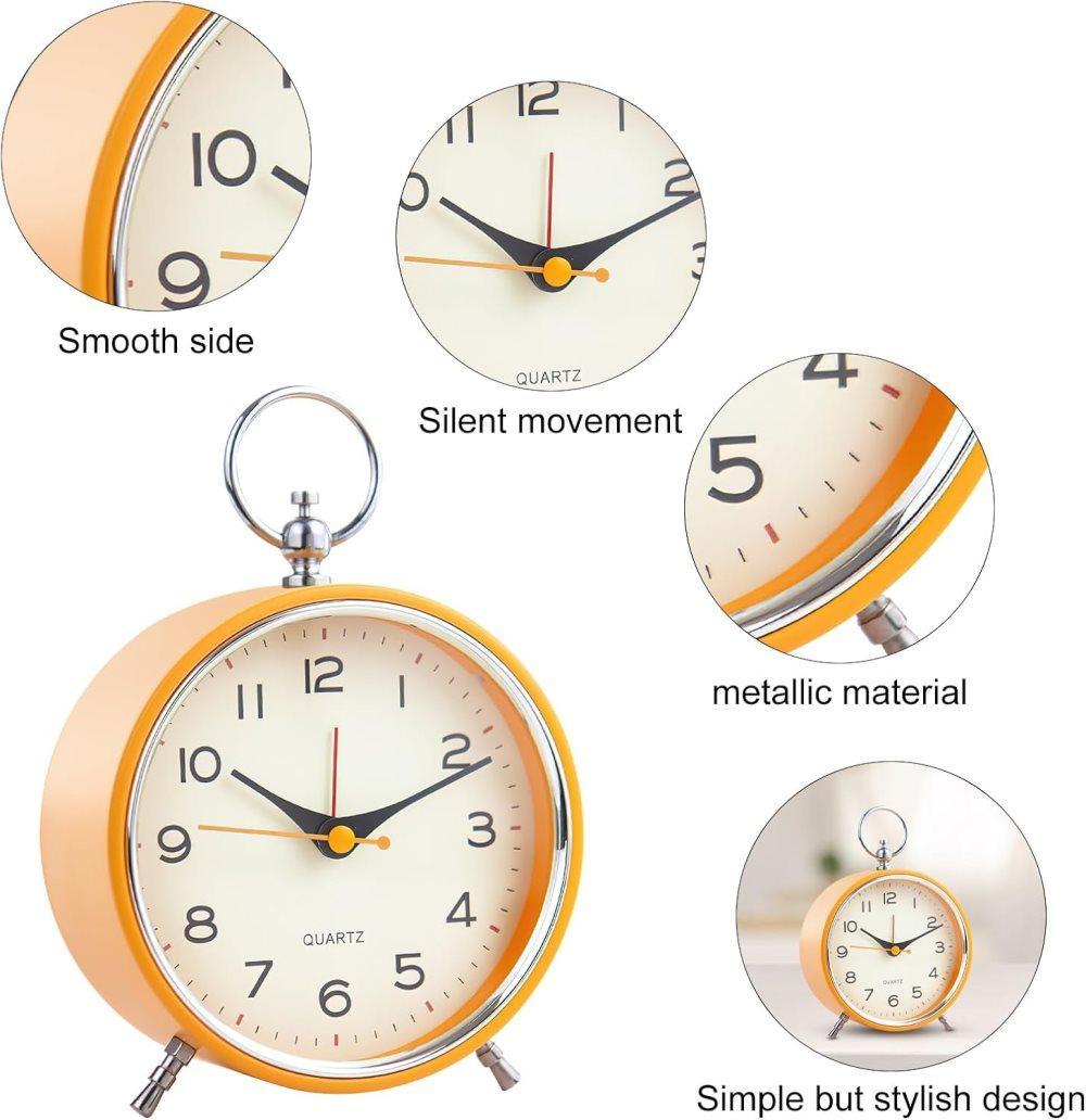 Silent Analog Alarm Clock with Snooze Button