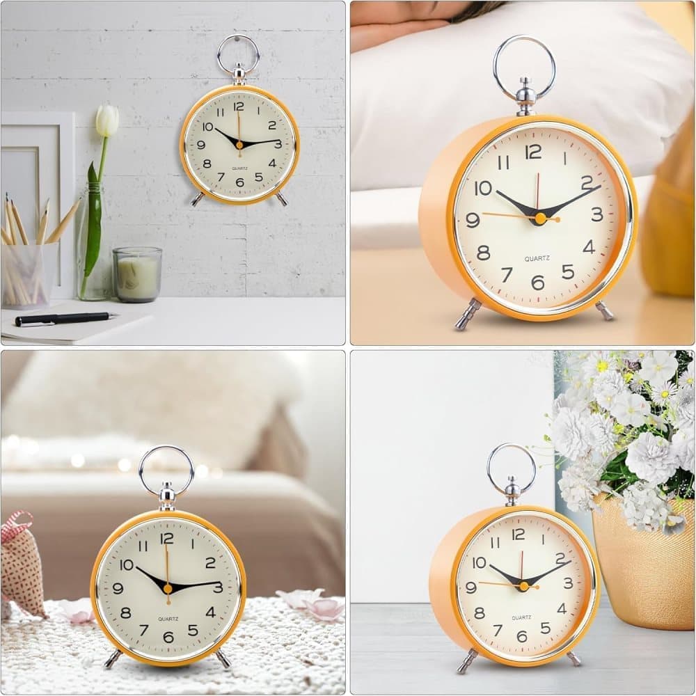 Silent Analog Alarm Clock with Snooze Button