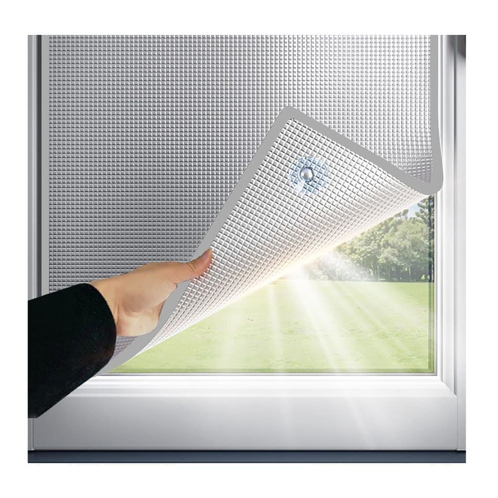 50x50cm Aluminum Foil Sun Protection Film, Self Adhesive Thermal Insulation UV Privacy Film for Windows, Balcony, Conservatories, Gray