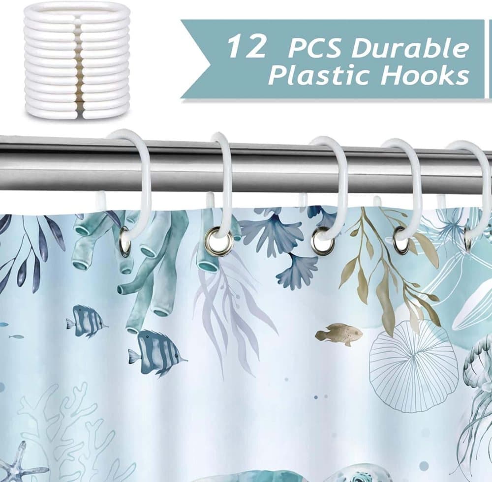 Waterproof Polyester Shower Curtain with Sea Turtle and Dolphin Design