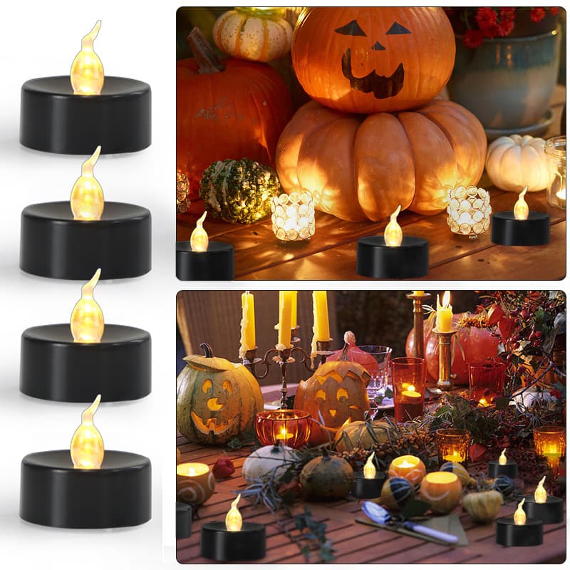 12-Pack Battery Operated LED Tea Lights with 3D Flame