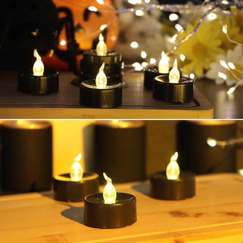 12-Pack Battery Operated LED Tea Lights with 3D Flame
