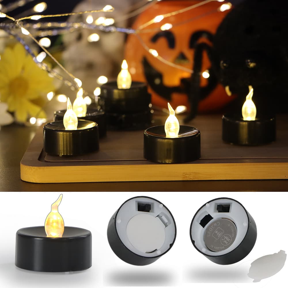 12-Pack Battery Operated LED Tea Lights with 3D Flame