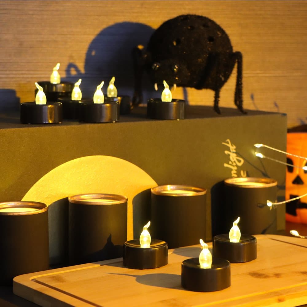 12-Pack Battery Operated LED Tea Lights with 3D Flame