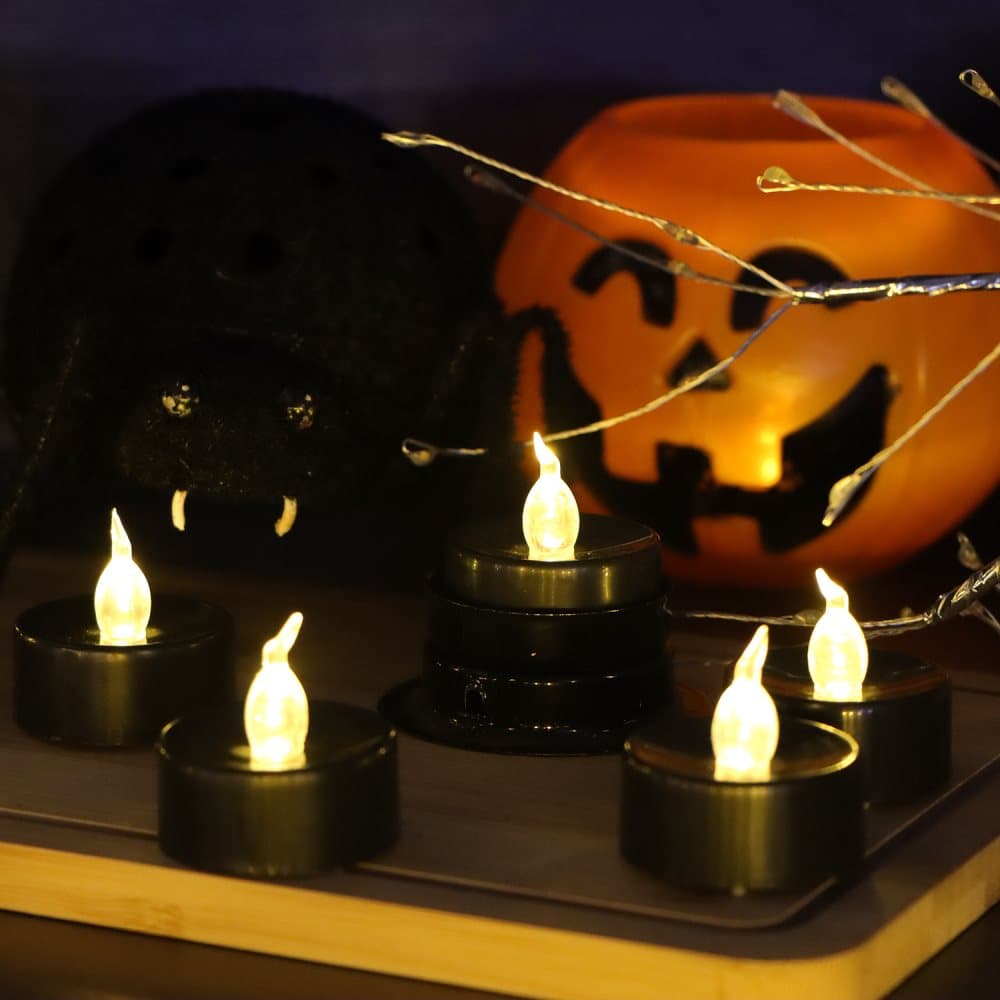 12-Pack Battery Operated LED Tea Lights with 3D Flame