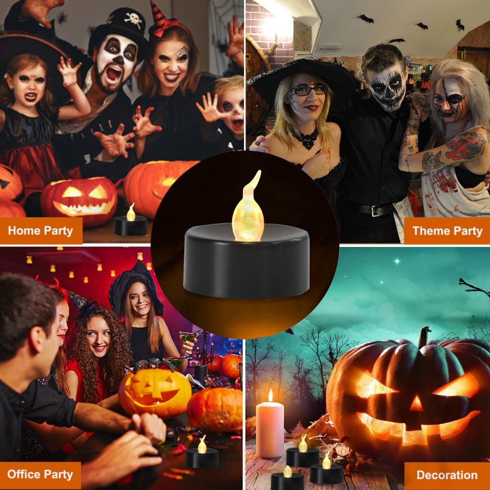 12-Pack Battery Operated LED Tea Lights with 3D Flame
