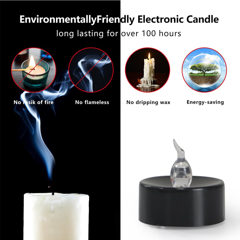 12-Pack Battery Operated LED Tea Lights with 3D Flame