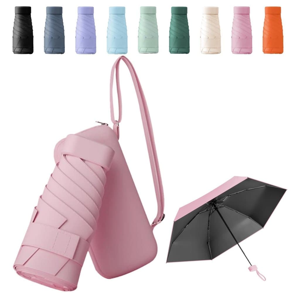 Mini Folding Pocket Umbrella 6-Fold UV Protection for Sun and Rain with Storage Box Mini Folding Pocket Umbrella 6-Fold UV Protection for Sun and Rain with Storage Box