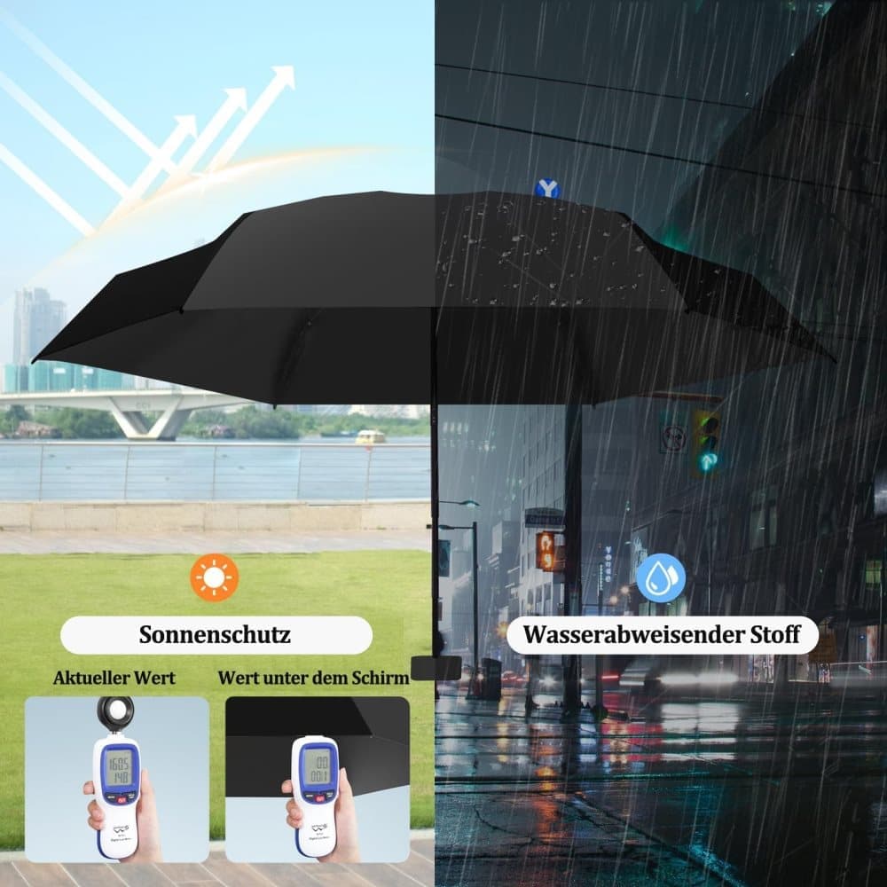Mini Folding Pocket Umbrella 6-Fold UV Protection for Sun and Rain with Storage Box