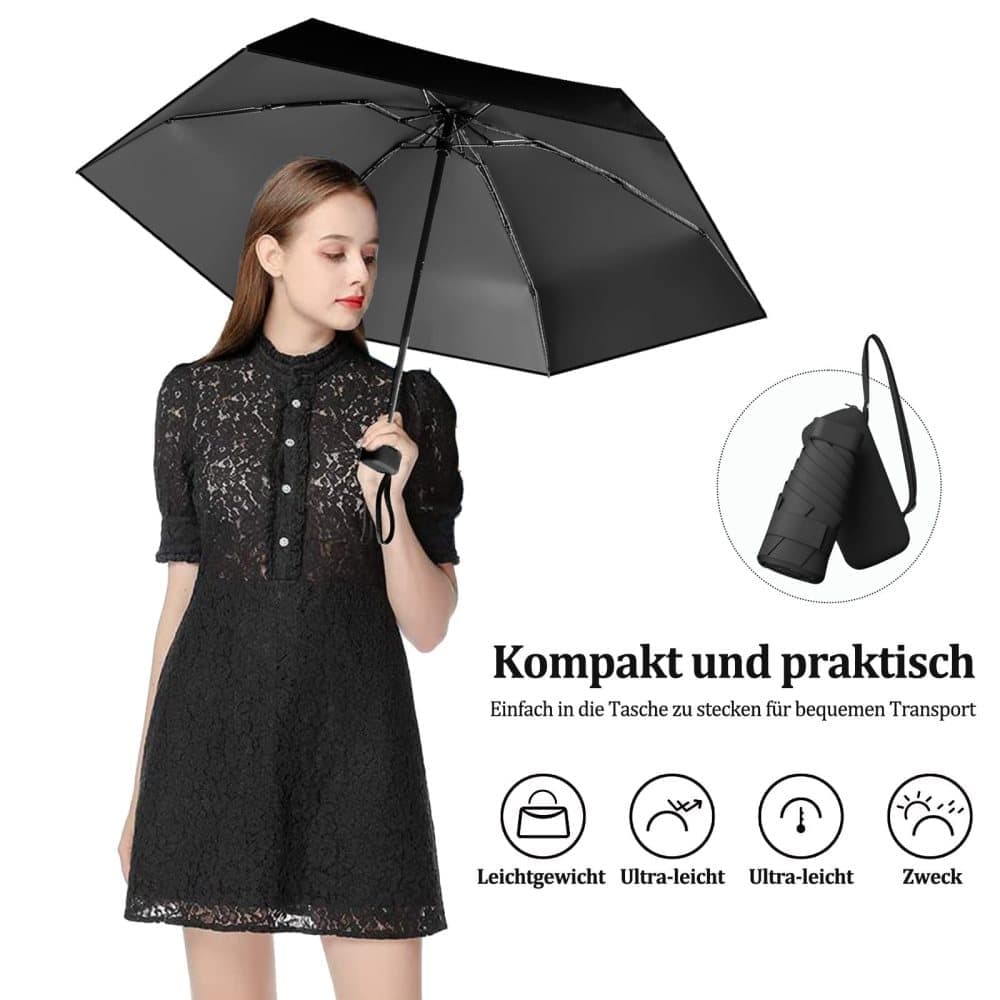 6-Fold Compact UV Protection Umbrella for Sun and Rain