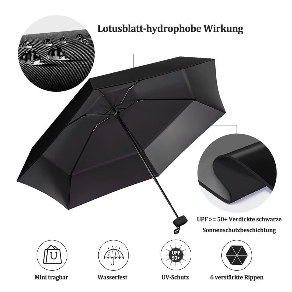 6-Fold Compact UV Protection Umbrella for Sun and Rain