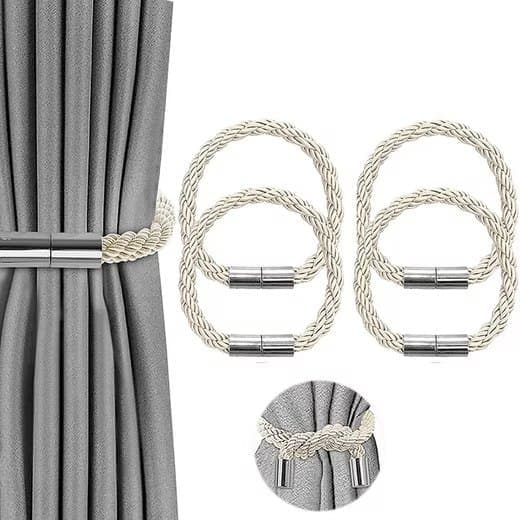 4-Pack Magnetic Curtain Tiebacks with Buckle No-Drill 4-Pack Magnetic Curtain Tiebacks with Buckle No-Drill