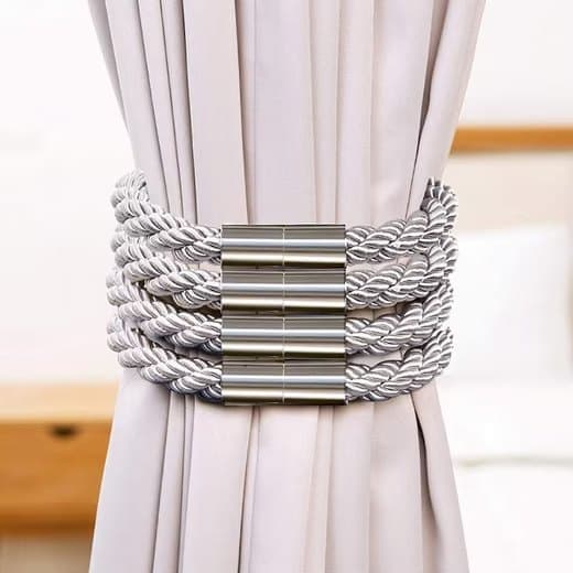 4-Pack Magnetic Curtain Tiebacks with Buckle No-Drill
