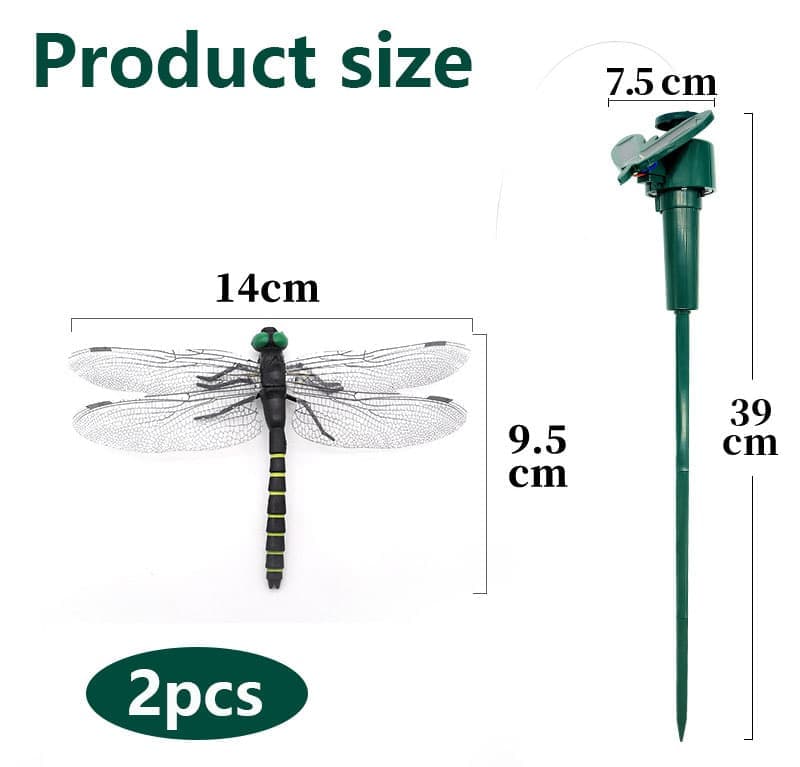 3 pcs Solar Powered Dragonfly Clips Insect Repellent Garden Decoration