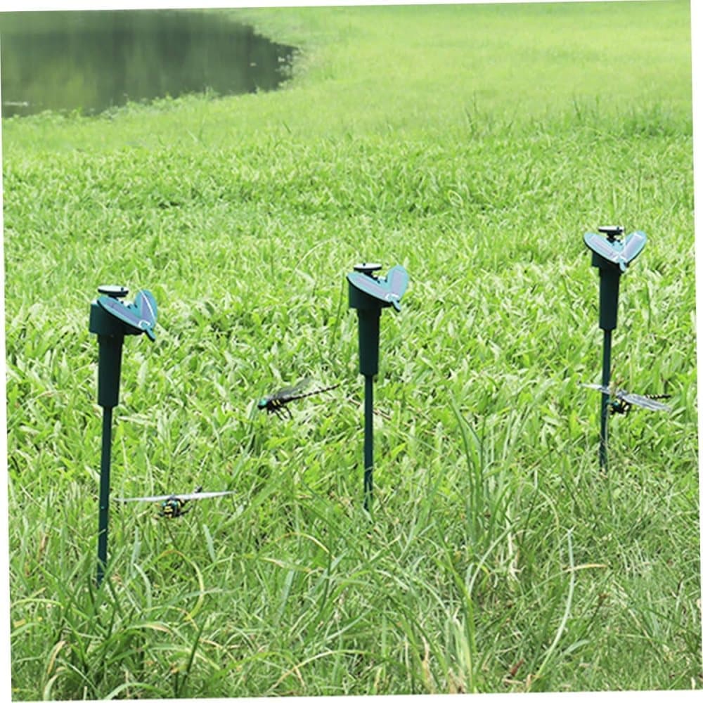 3 pcs Solar Powered Dragonfly Clips Insect Repellent Garden Decoration