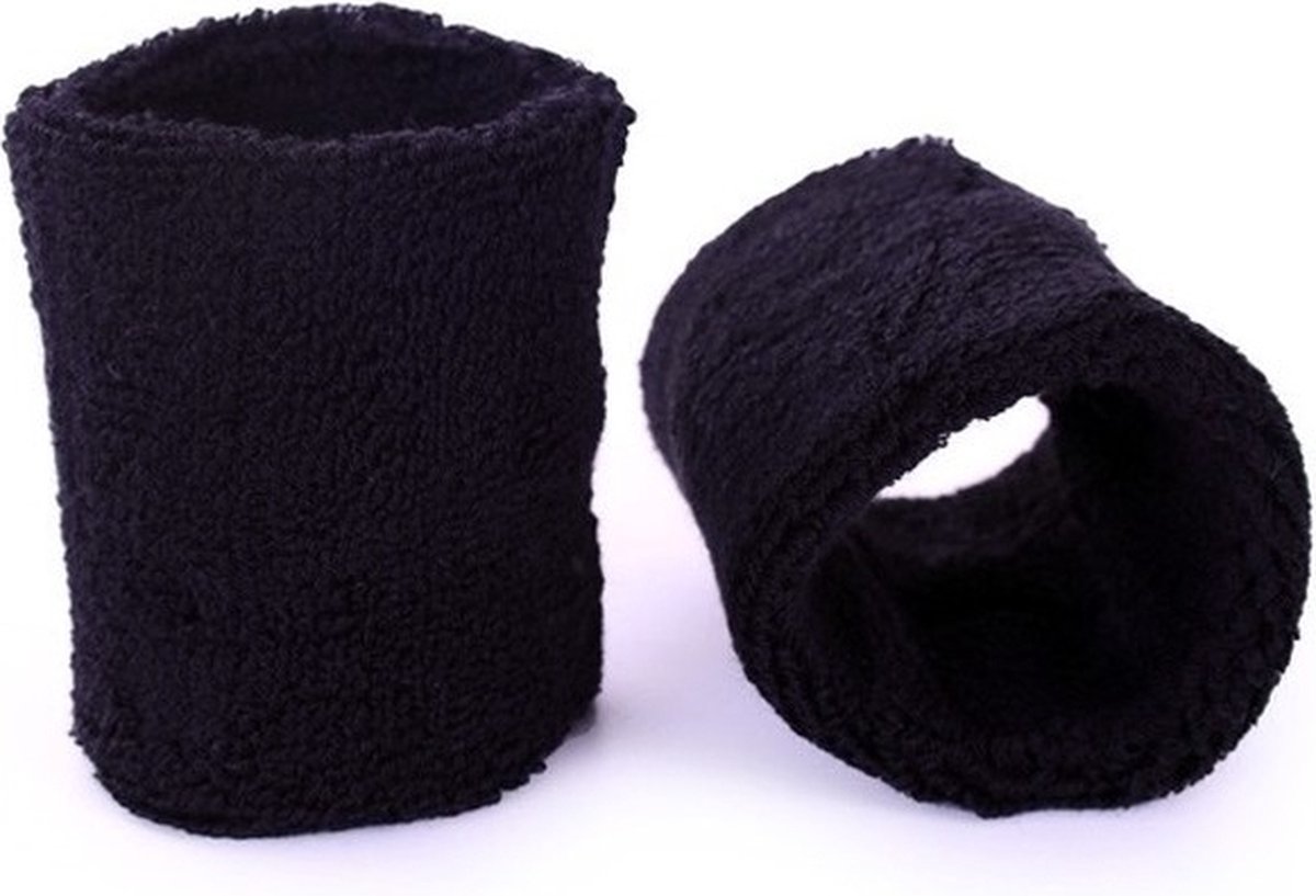 Sweatband set - Black - wrist - for adults - 2 pieces Sweatband set - Black - wrist - for adults - 2 pieces