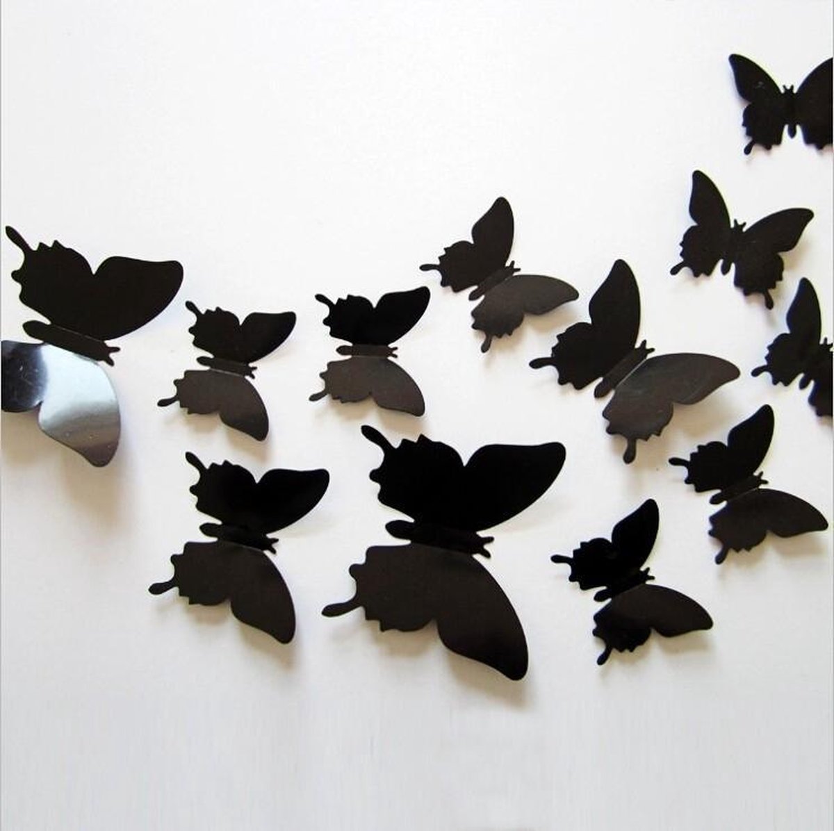 Solid black 3D butterflies