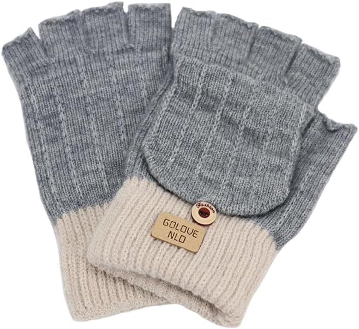 Stylish fingerless winter gloves for women - with finger protectors - plain unisex warm student gloves