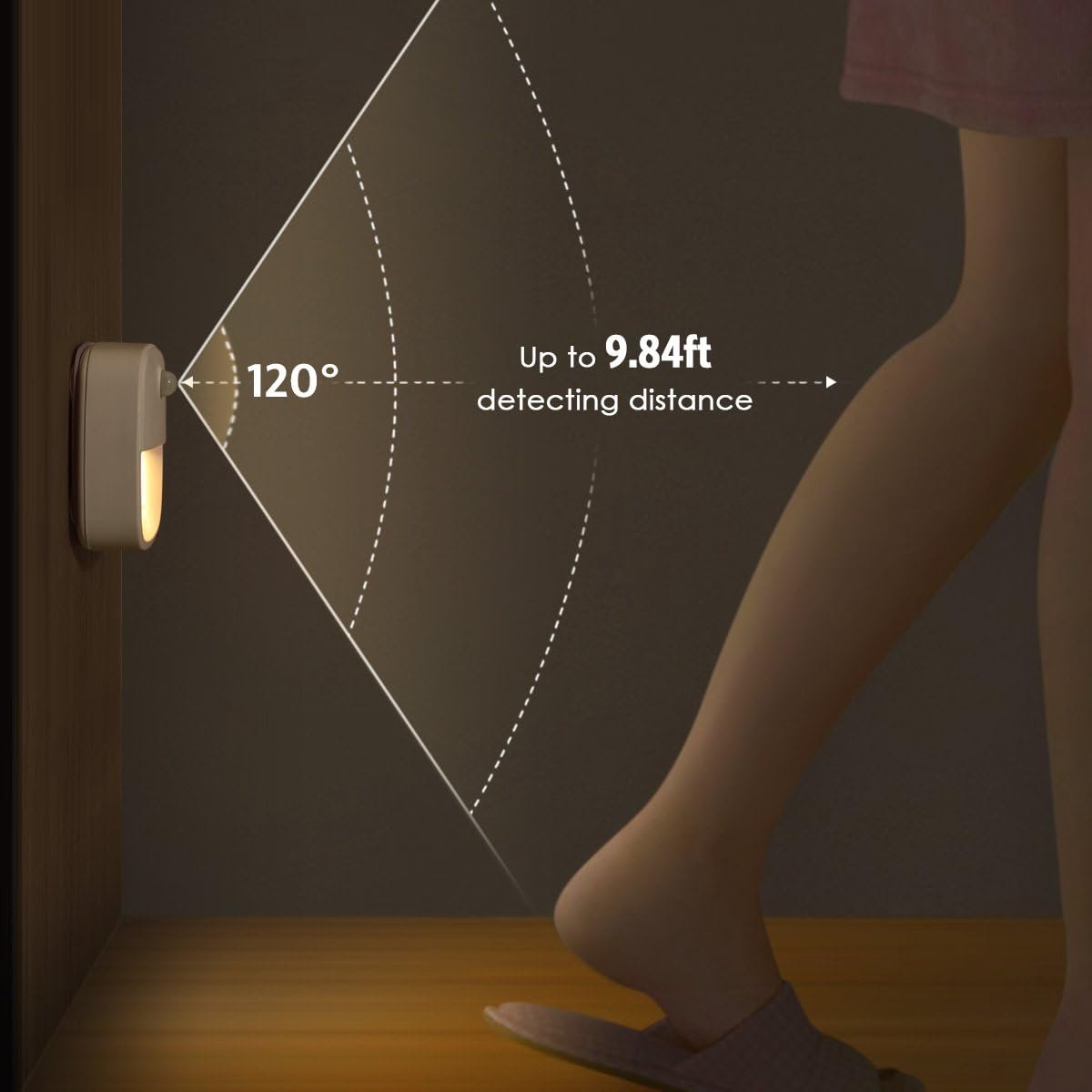 Indoor lighting with motion sensor - Battery-operated stair lighting - Wireless stick-on LED night light - for closets