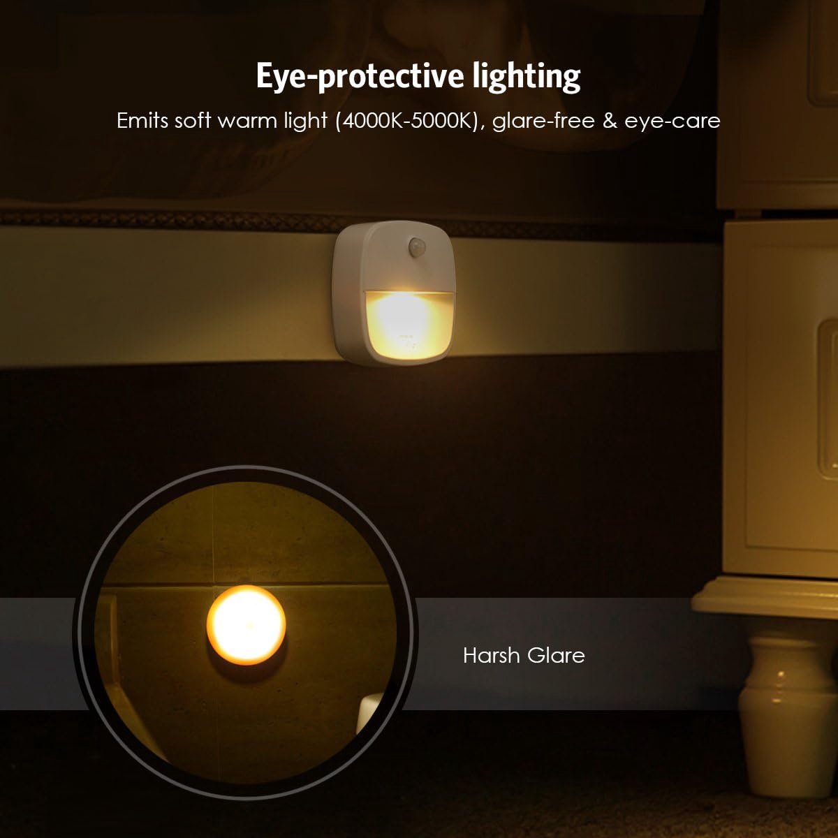 Indoor lighting with motion sensor - Battery-operated stair lighting - Wireless stick-on LED night light - for closets