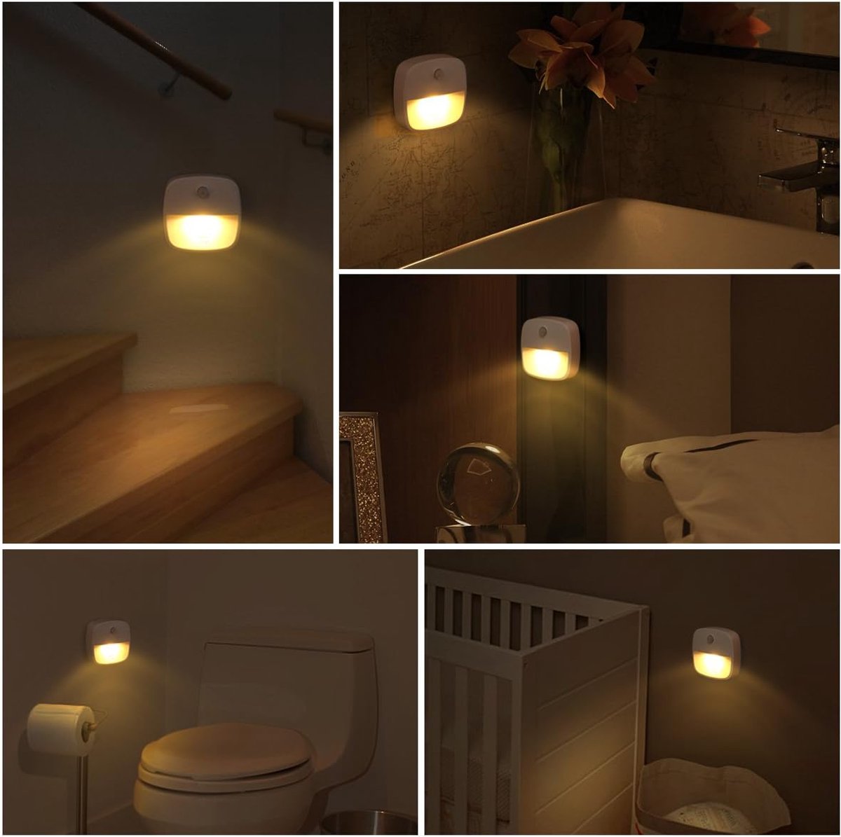 Indoor lighting with motion sensor - Battery-operated stair lighting - Wireless stick-on LED night light - for closets