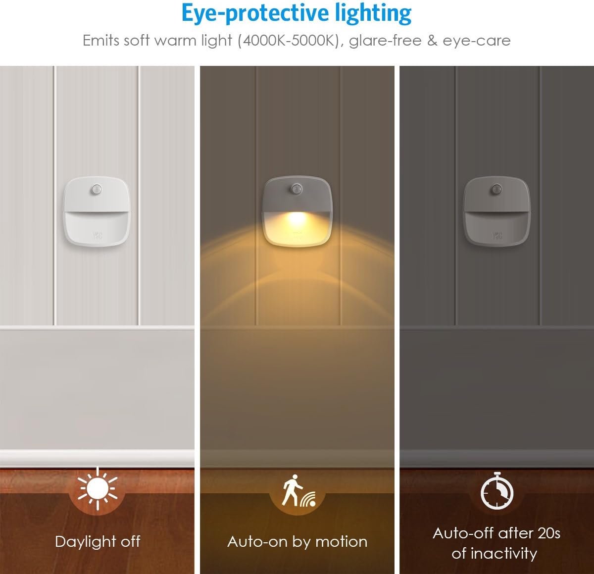 Indoor lighting with motion sensor - Battery-operated stair lighting - Wireless stick-on LED night light - for closets