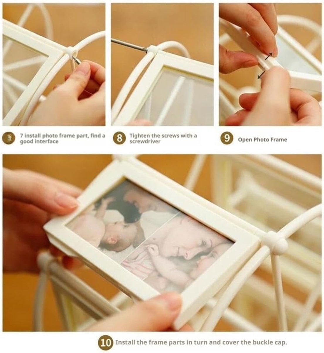 Rotating Photo Frame - 360° Rotating Base - Vintage Embossed Design - Vintage Bronze - Displays 12 Photos - Fits Standard 10x15cm & 12x18cm Prints - Perfect Gift for Wedding