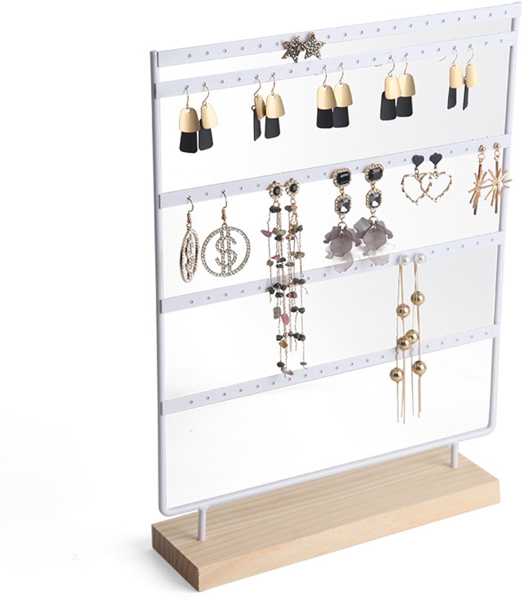 Jewelry Stand - White Jewelry Stand - with 110 Holes - Jewelry Stand - Jewelry Organizer - Holder for Watches/Bracelets/Necklaces - Jewelry Rack - Stair Organizer
