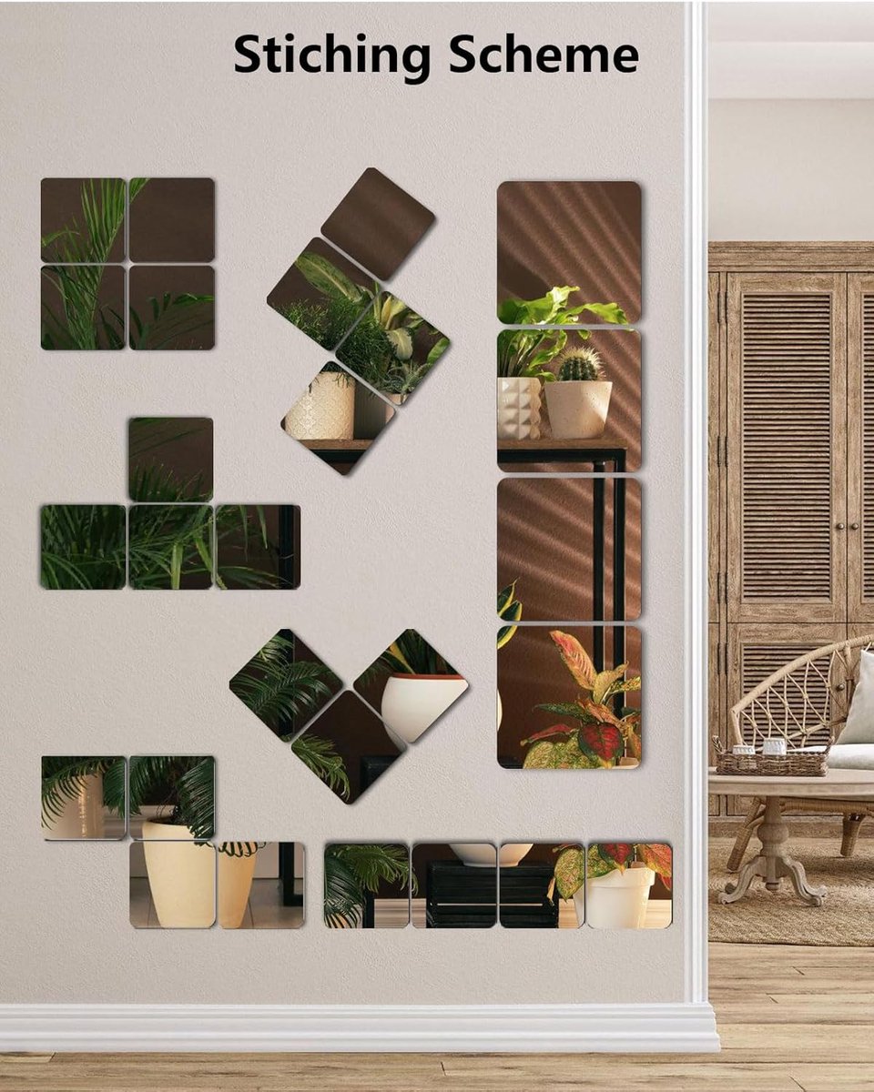 pieces unbreakable Wall Mirror - self-adhesive wallpaper - 30x30 cm