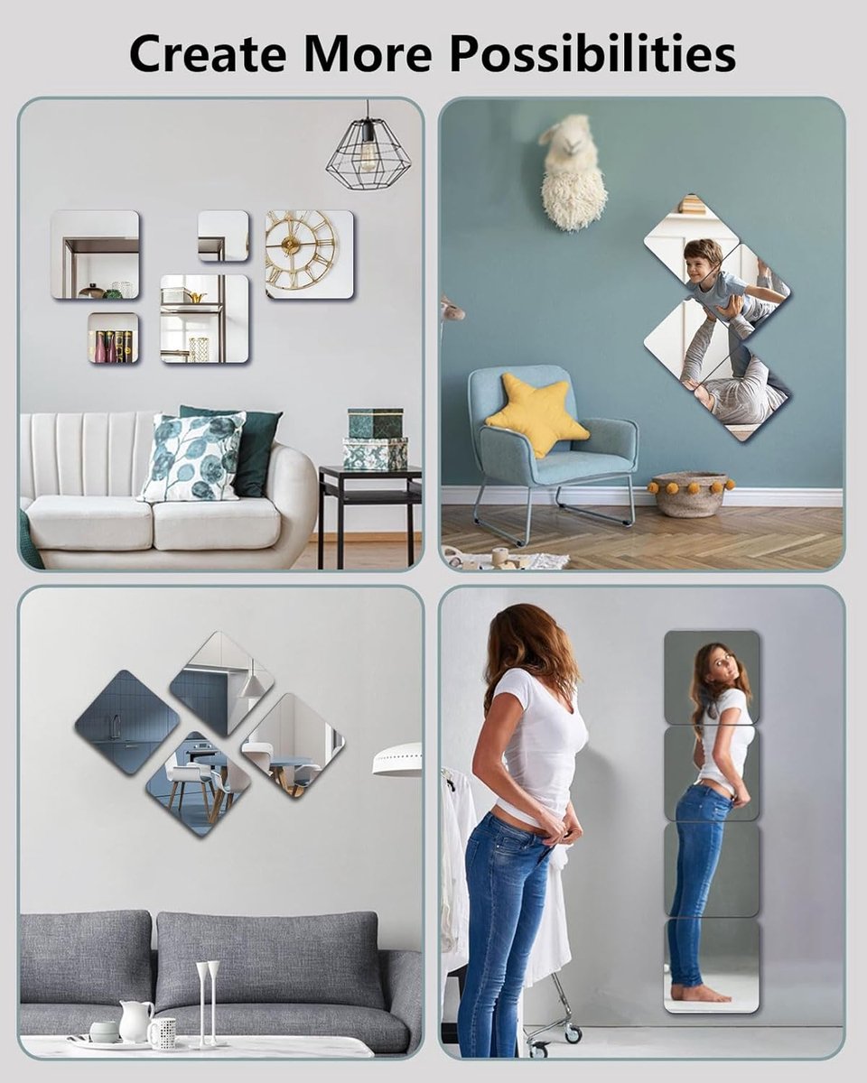 pieces unbreakable Wall Mirror - self-adhesive wallpaper - 30x30 cm