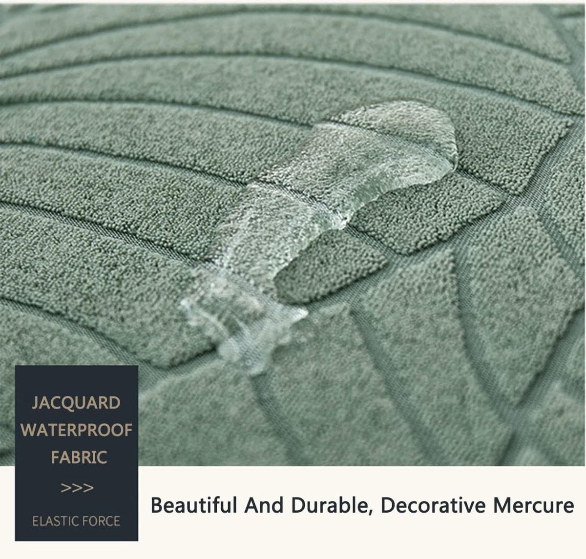 Waterproof cushion cover 45x45 - set of 2 cushion covers - Light grey jacquard leaf pattern
