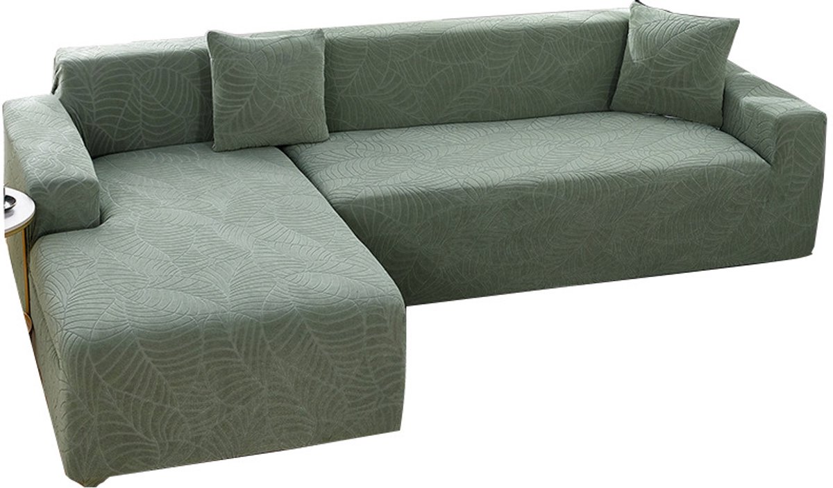 Waterproof sofa cover - Grass green jacquard leaf pattern - For 2-seater sofa (145-180 cm) Waterproof sofa cover - Grass green jacquard leaf pattern - For 2-seater sofa (145-180 cm)